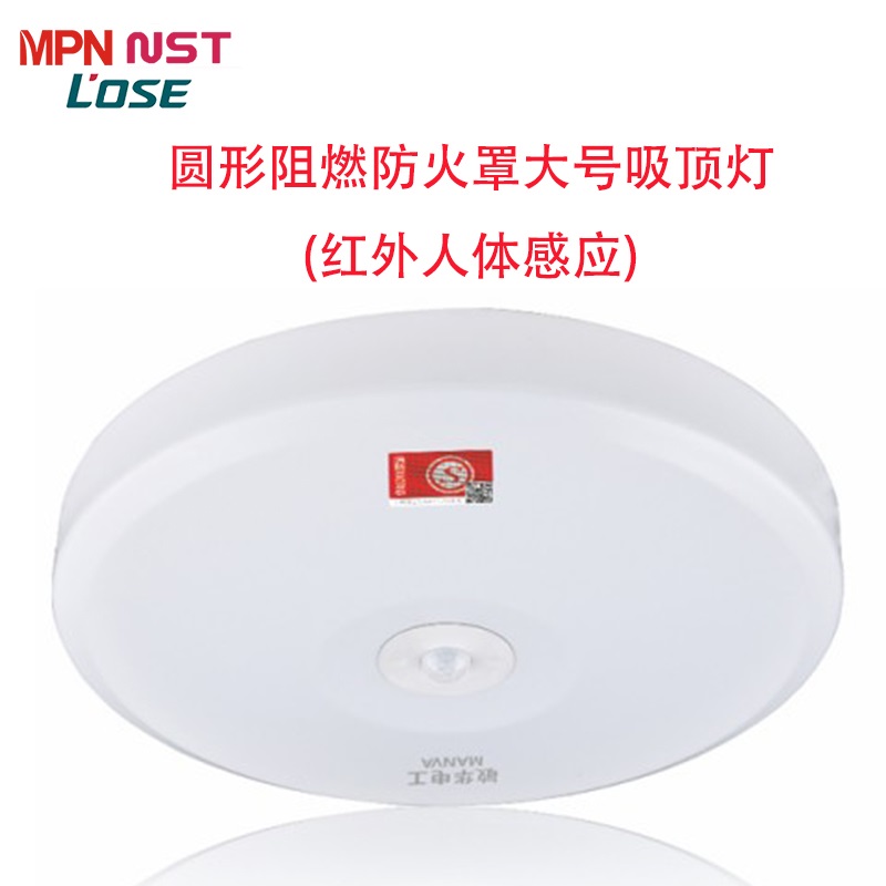 集电集控圆形阻燃防火罩应急灯吸顶灯